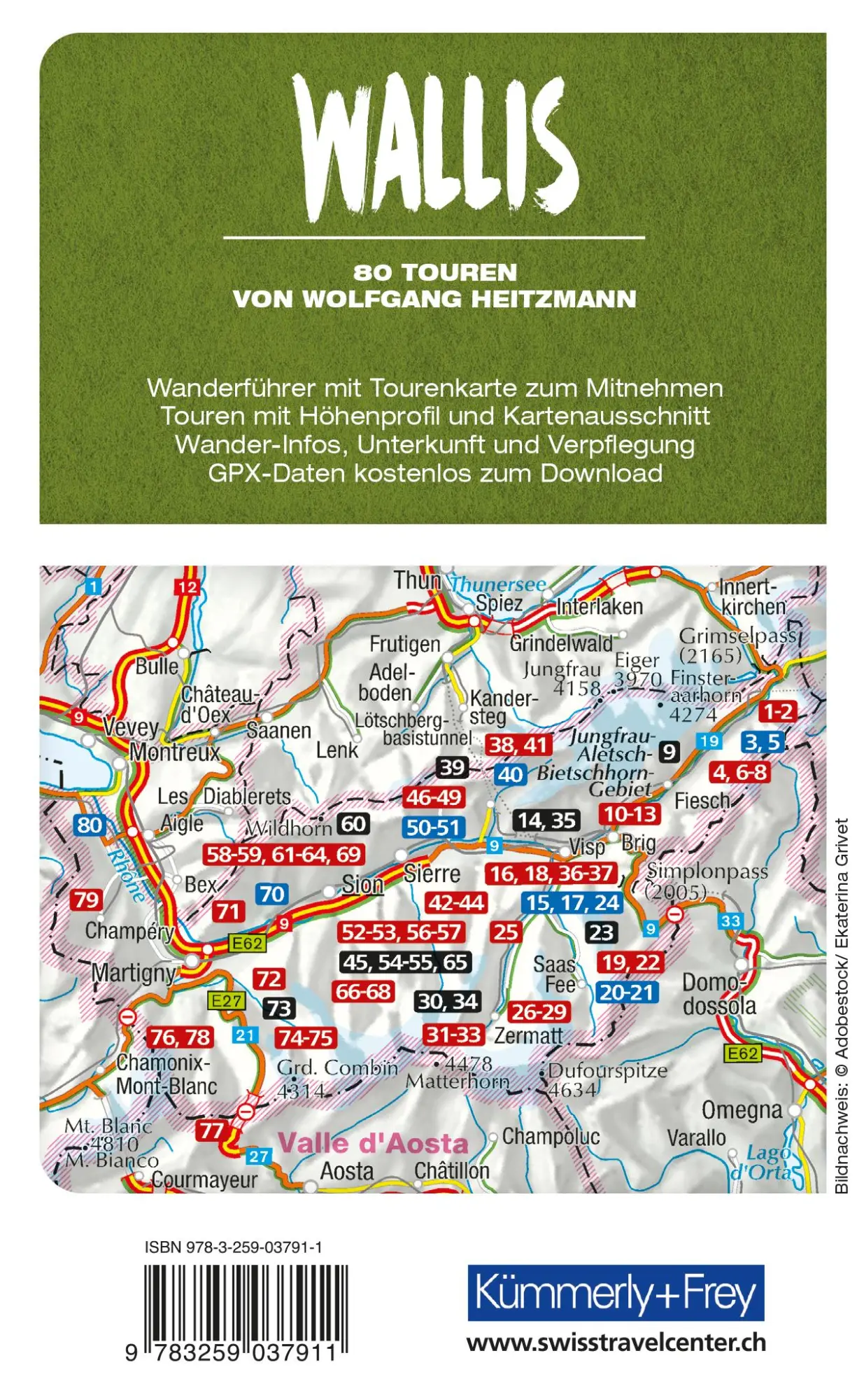 Rückseite: 9783259037911 | Kümmerly+Frey Wanderführer Wallis | Wolfgang Heitzmann (u. a.) | Buch