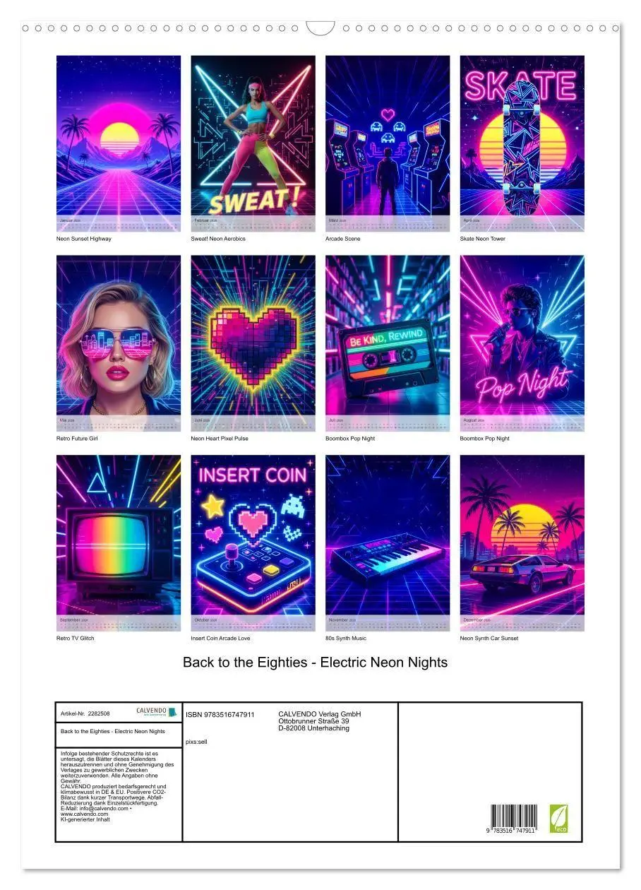 Bild: 9783516747911 | Back to the Eighties - Electric Neon Nights (Wandkalender 2026 DIN...