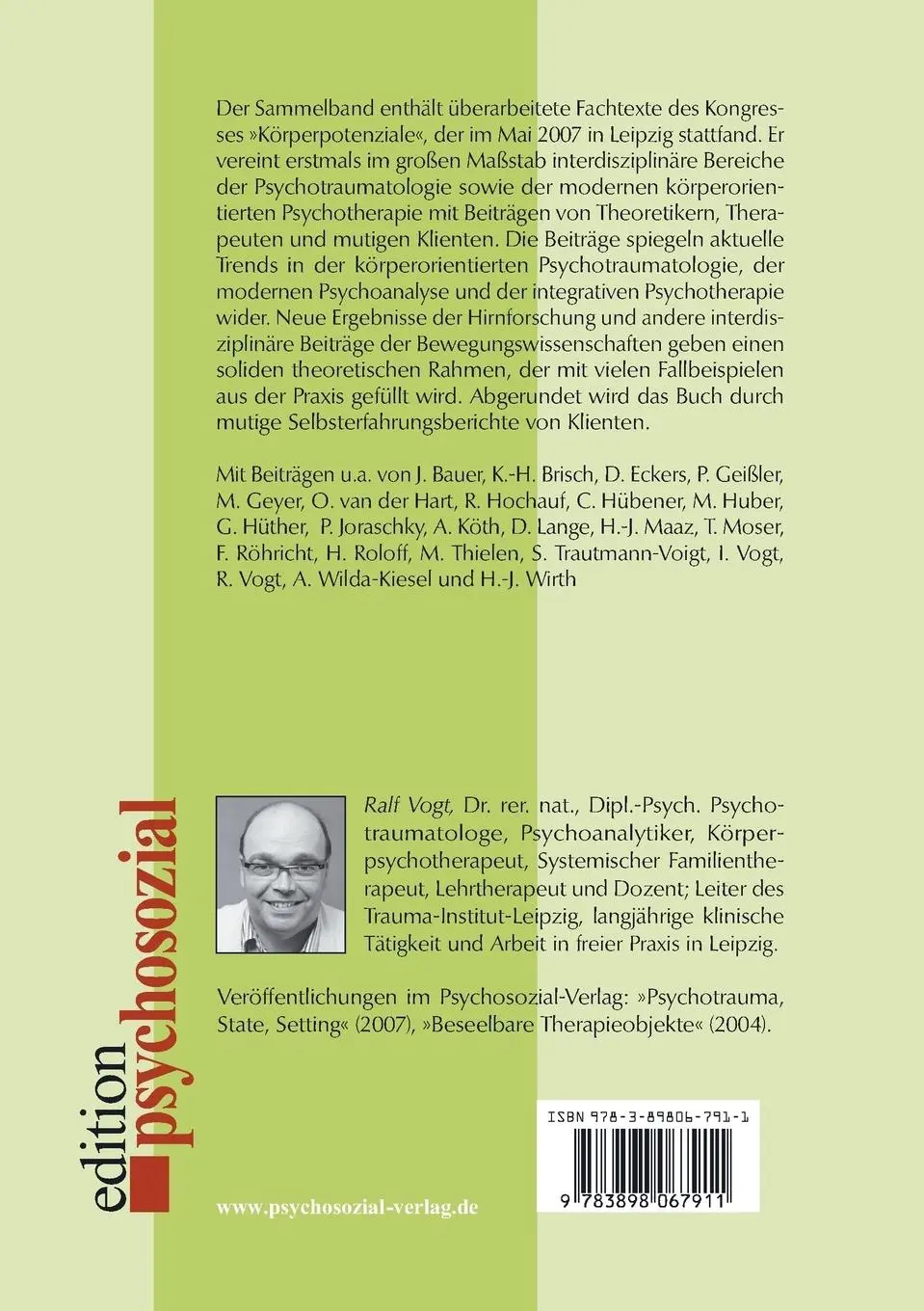 Rückseite: 9783898067911 | Körperpotenziale in der traumaorientierten Psychotherapie | Ralf Vogt