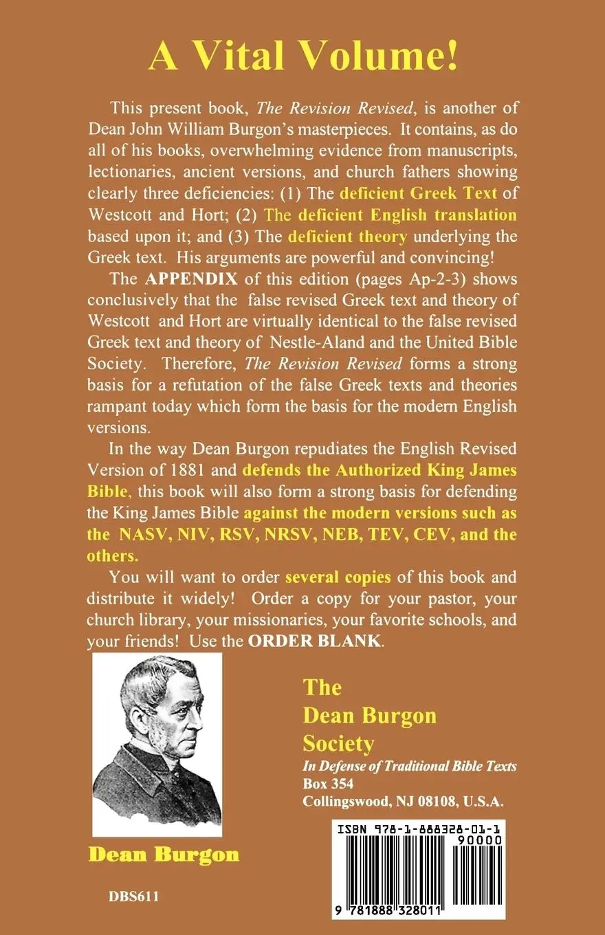 Rückseite: 9781888328011 | The Revision Revised | Dean John William Burgon | Taschenbuch | 2008