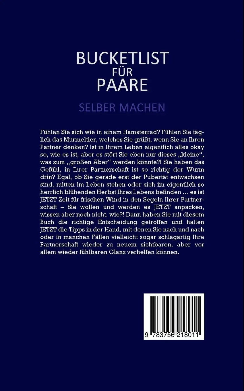 Rückseite: 9783756218011 | Bucketlist für Paare selber machen | Mara Hensmann | Taschenbuch