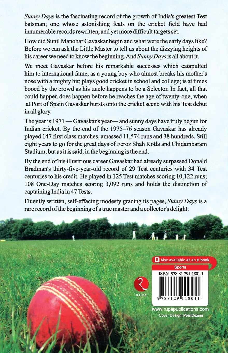 Rückseite: 9788129118011 | Sunny Days | Sunil Gavaskar's Own Story | Sunil Gavaskar | Taschenbuch