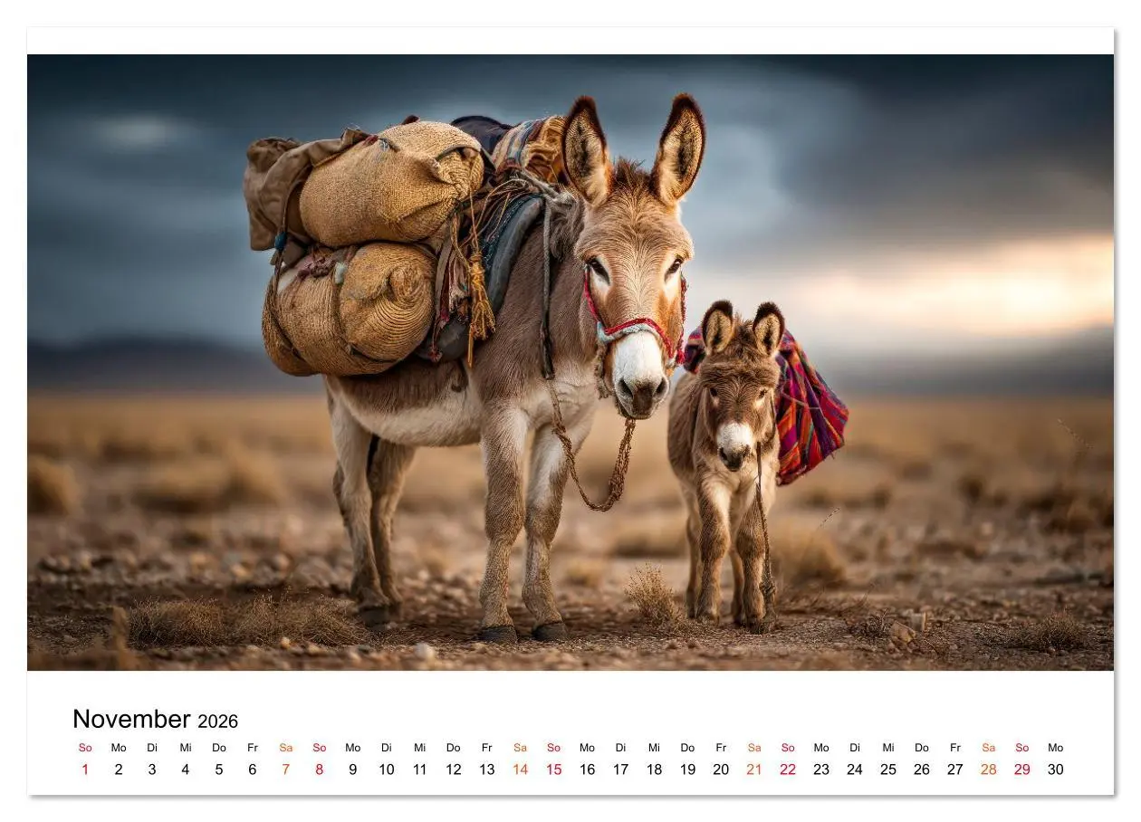 Bild: 9783516628111 | Esel - sanfte Seelen, große Ohren (Wandkalender 2026 DIN A4 quer),...