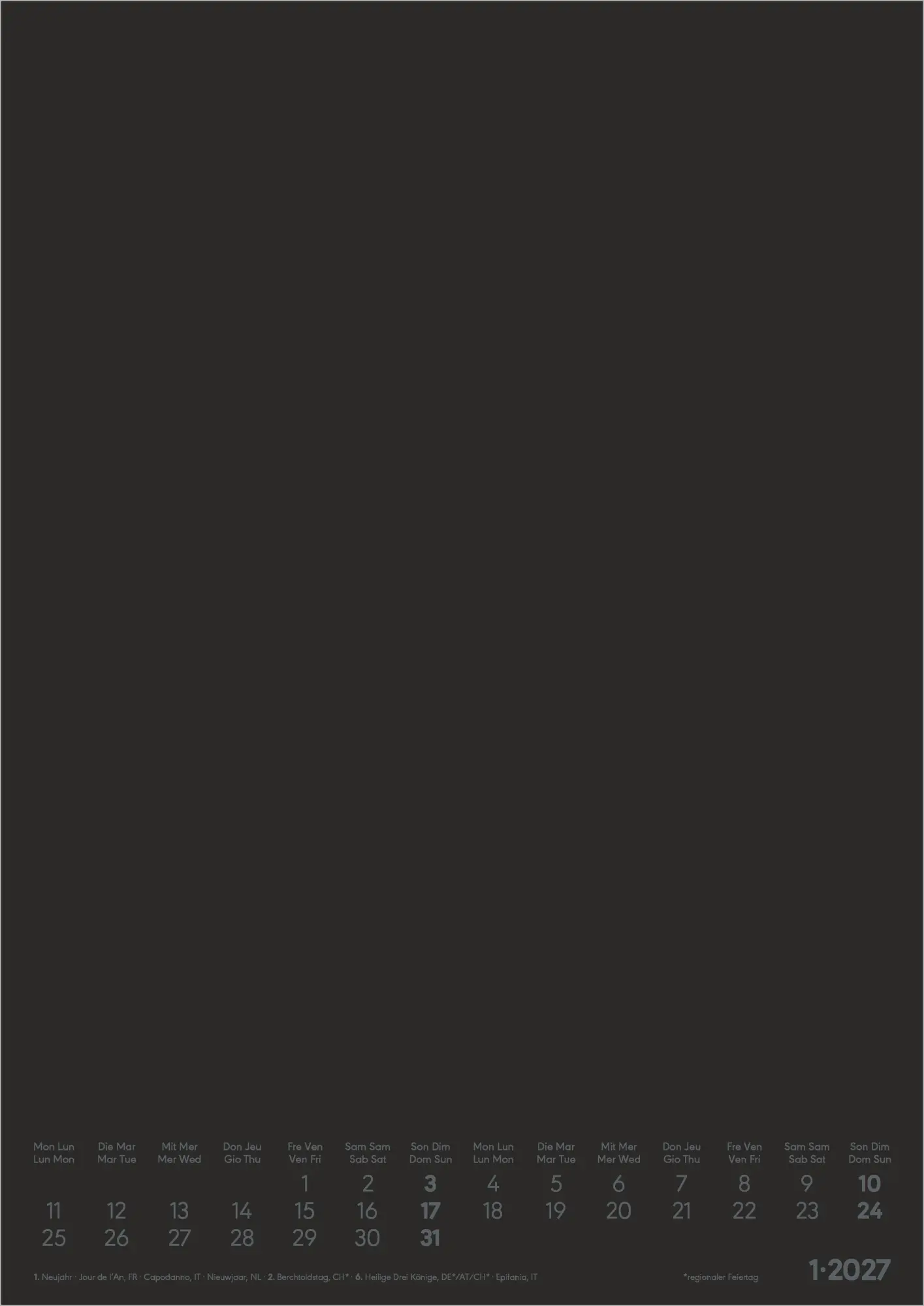 Bild: 4069095018211 | Kreativkalender A4 schwarz 2027 | Neumann Verlage GmbH &amp; Co KG | 14 S.