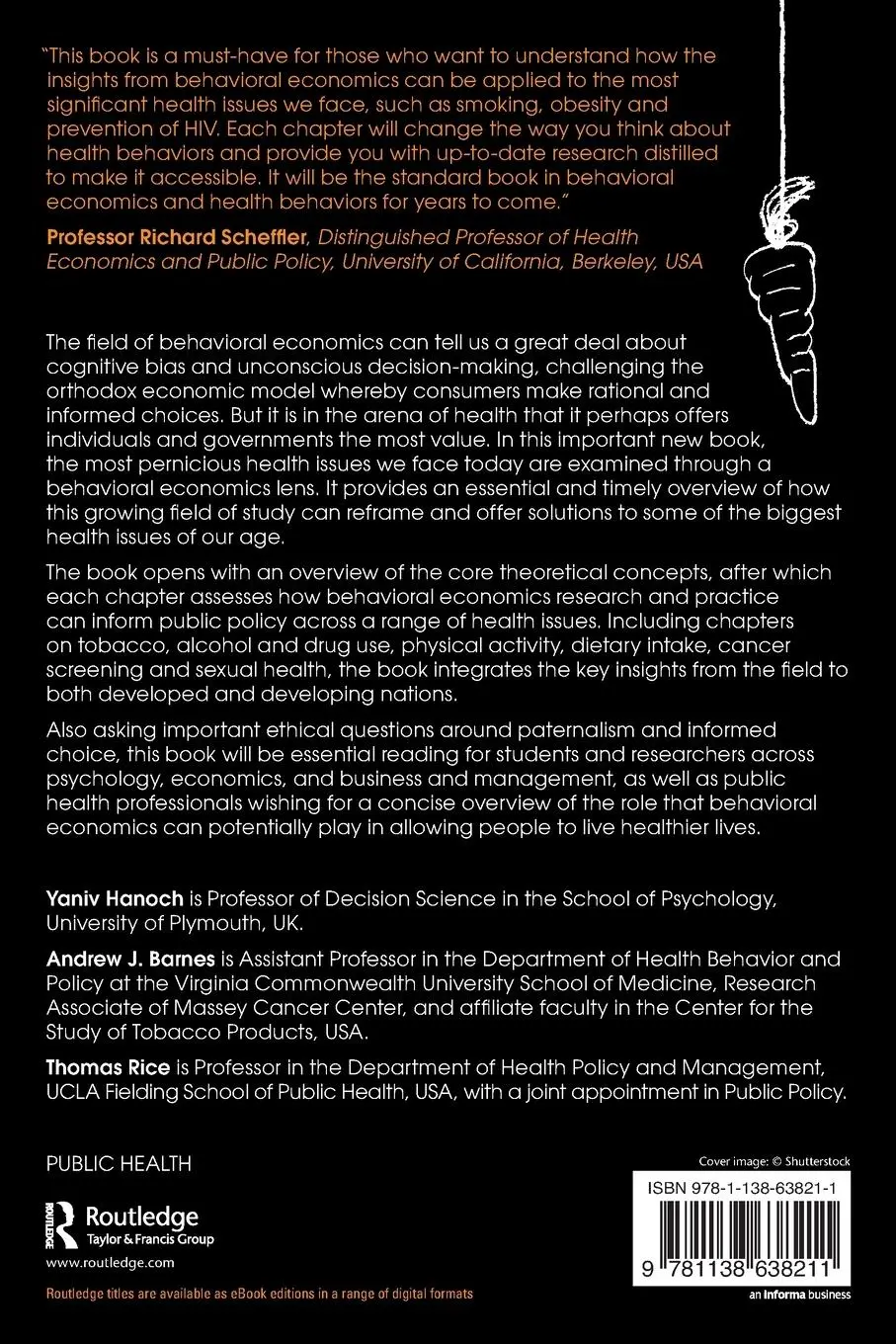 Rückseite: 9781138638211 | Behavioral Economics and Healthy Behaviors | Yaniv Hanoch (u. a.)