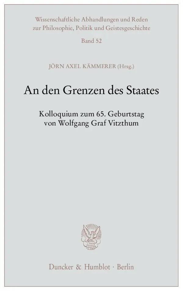 Cover: 9783428128211 | An den Grenzen des Staates | Jörn A. Kämmerer | Taschenbuch | 266 S.