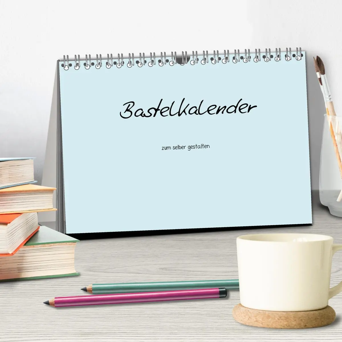 Bild: 9783516168211 | Bastelkalender - hell Blau (Tischkalender 2026 DIN A5 quer),...