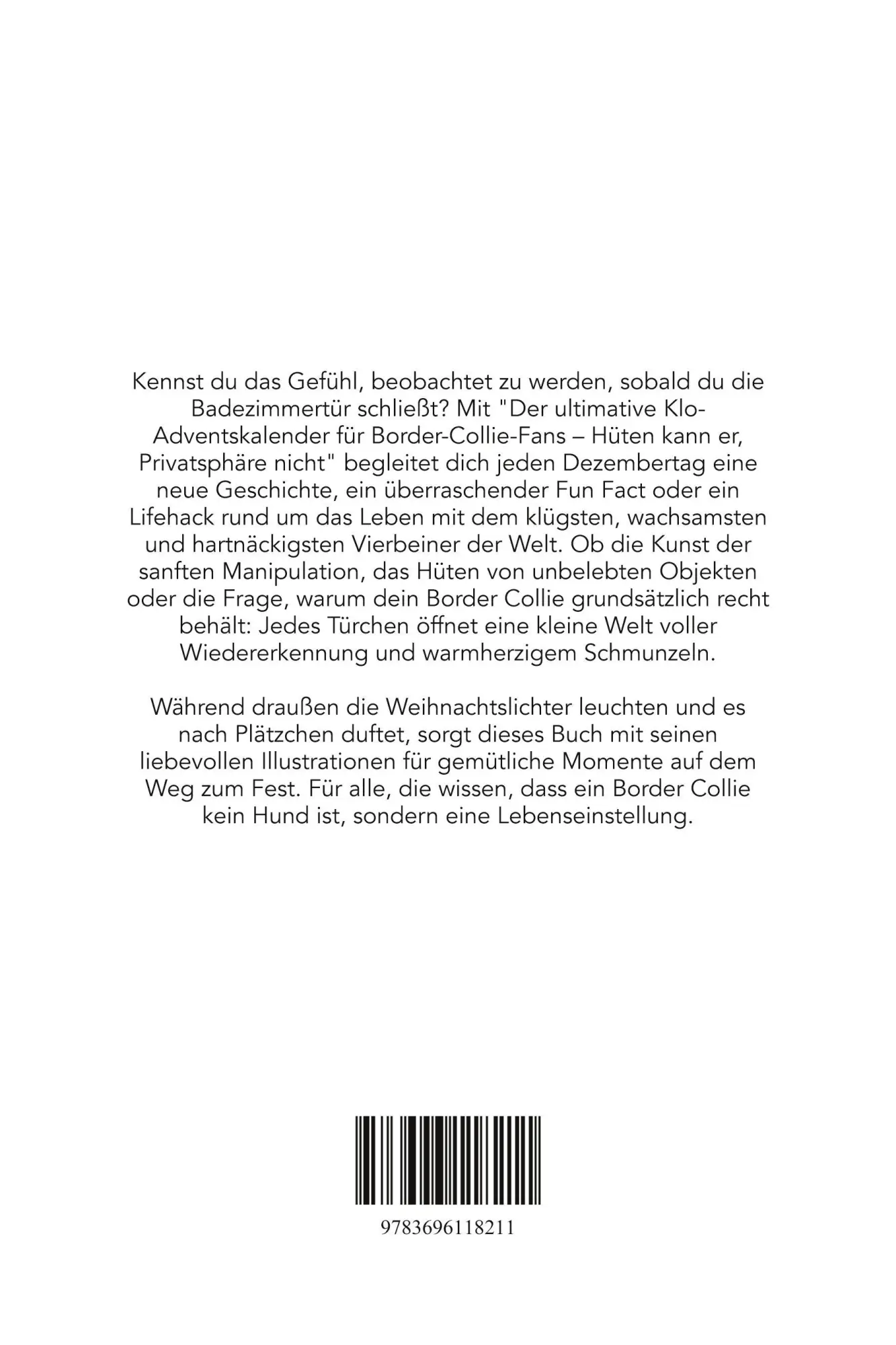 Rückseite: 9783696118211 | Der ultimative Klo-Adventskalender für Border-Collie-Fans | Lily Vogel