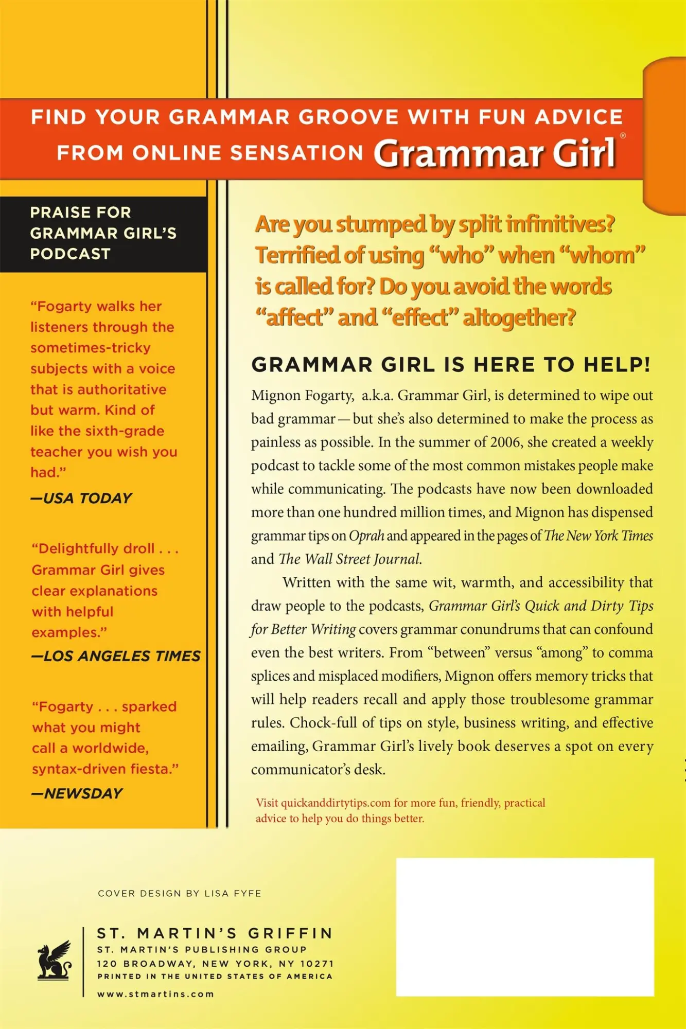 Rückseite: 9780805088311 | Grammar Girl's Quick and Dirty Tips for Better Writing | Fogarty