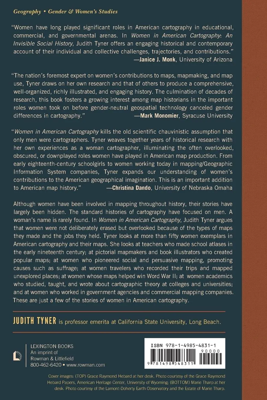Rückseite: 9781498548311 | Women in American Cartography | An Invisible Social History | Tyner