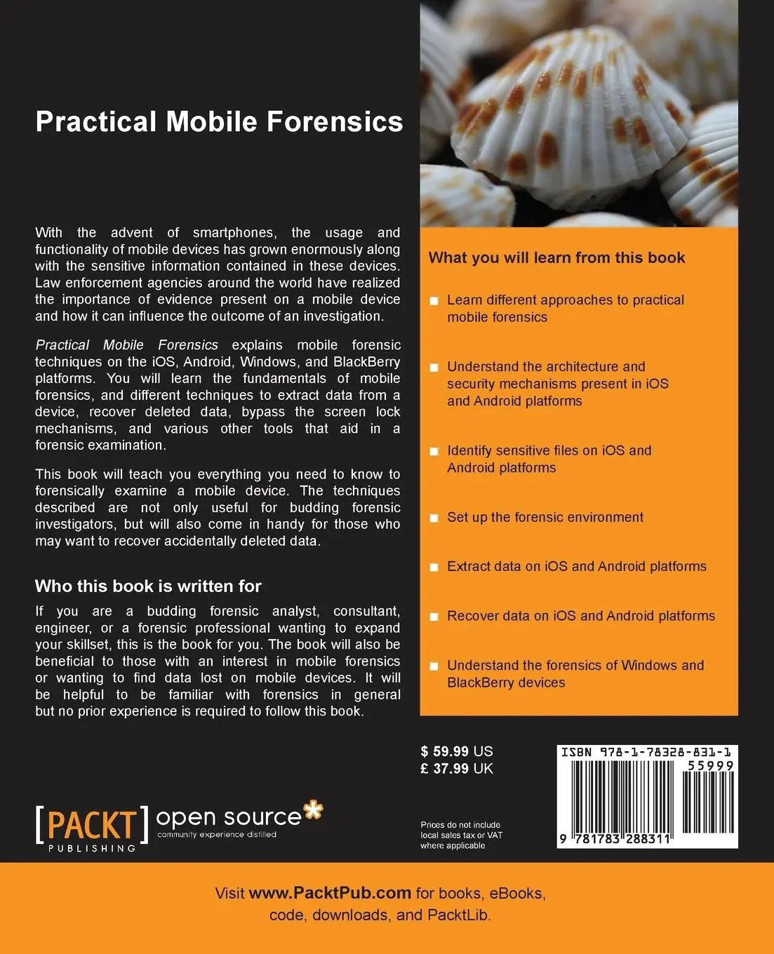 Rückseite: 9781783288311 | Practical Mobile Forensics | Satish Bommisetty (u. a.) | Taschenbuch