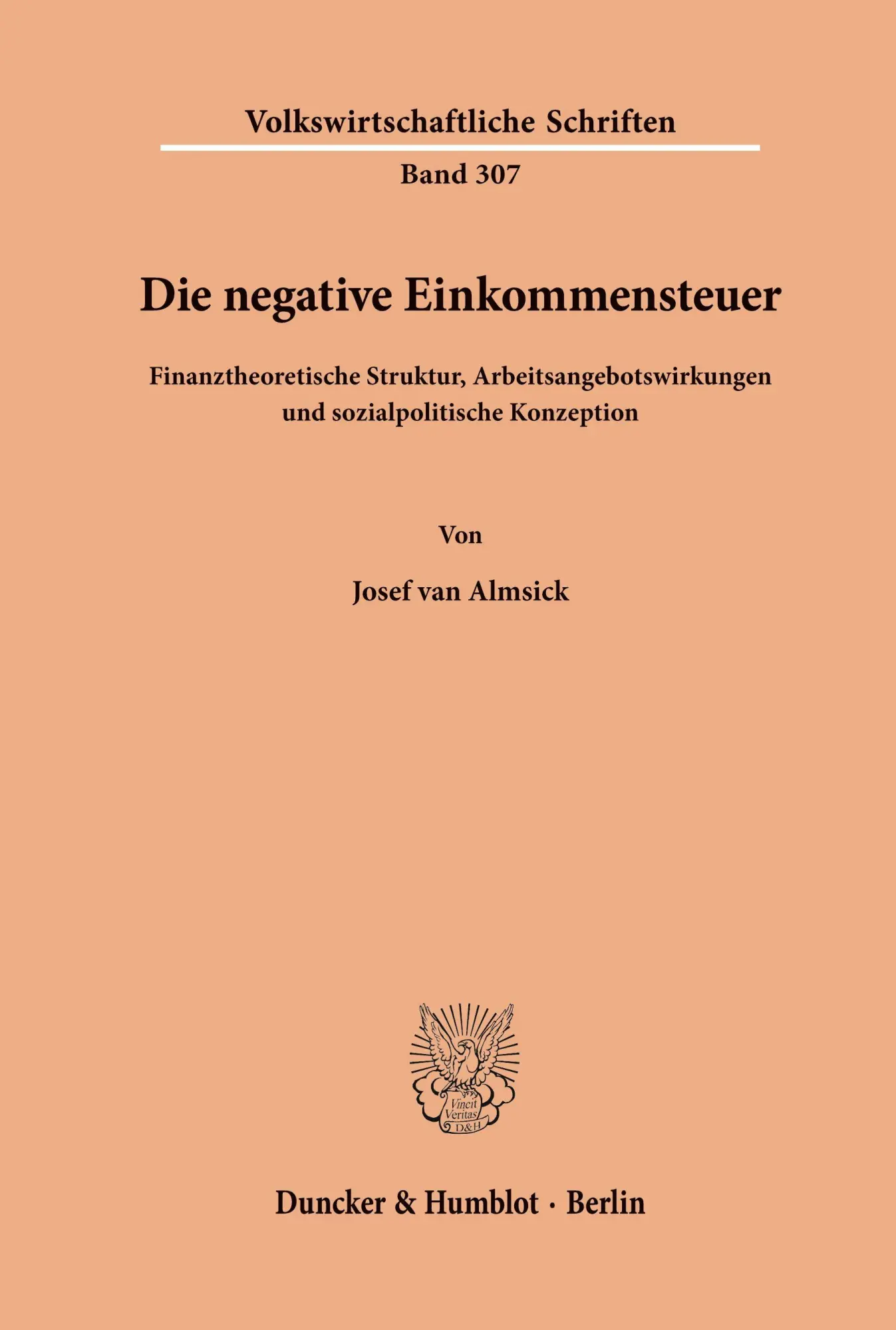 Cover: 9783428048311 | Die negative Einkommensteuer: Finanztheoretische Struktur,...