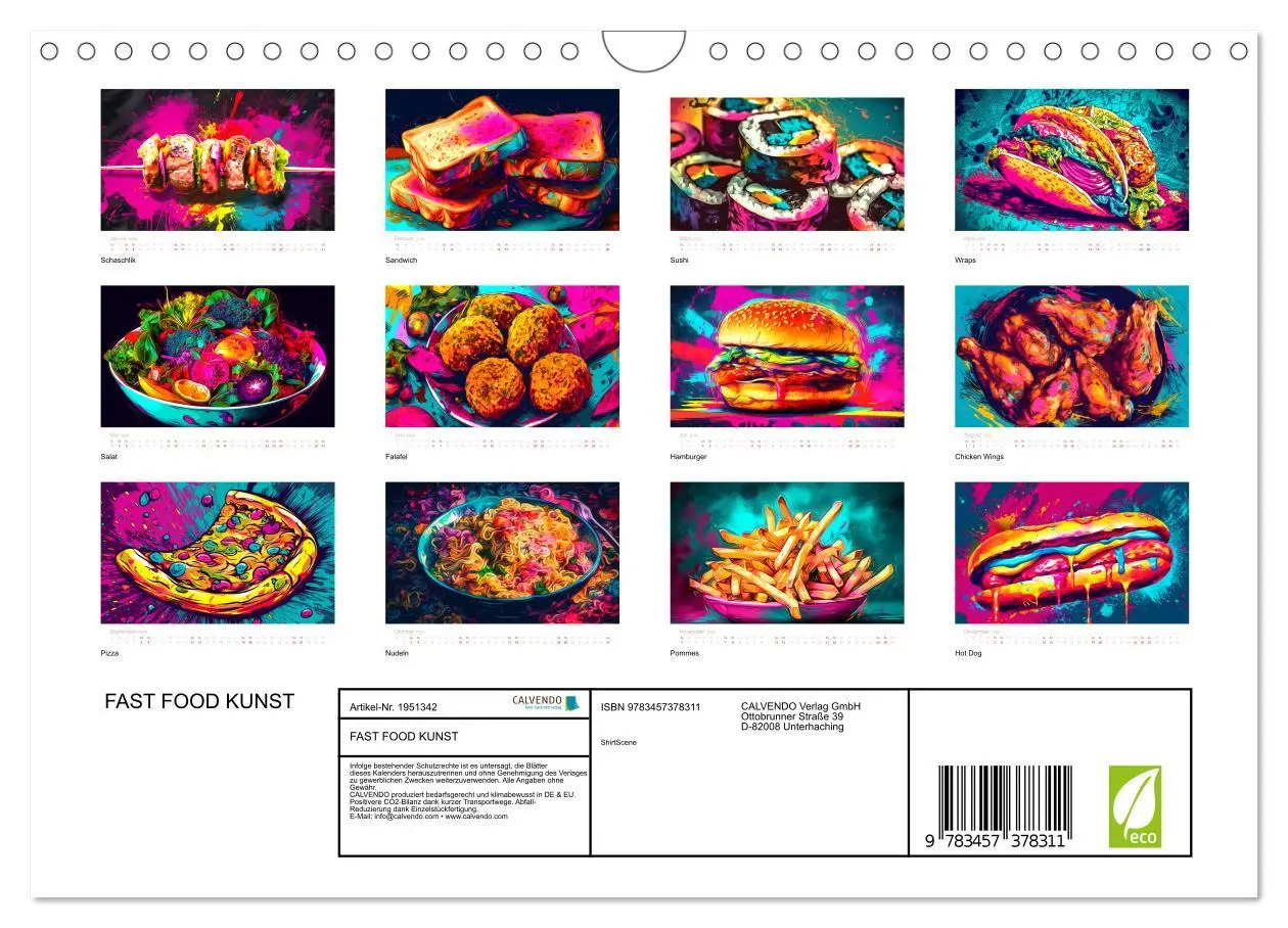 Bild: 9783457378311 | FAST FOOD KUNST (Wandkalender 2026 DIN A4 quer), CALVENDO...