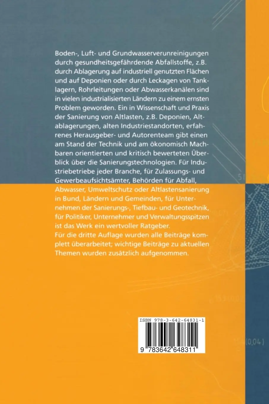 Rückseite: 9783642648311 | Altlasten | Erkennen, Bewerten, Sanieren | Hermann Neumaier (u. a.)