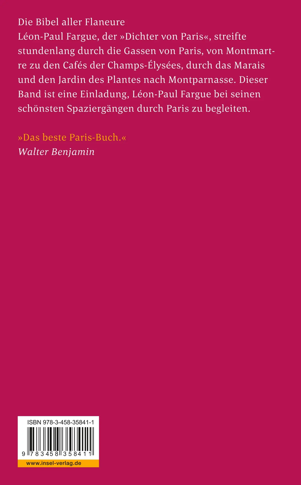Rückseite: 9783458358411 | Der Wanderer durch Paris | Léon-Paul Fargue | Taschenbuch | 240 S.