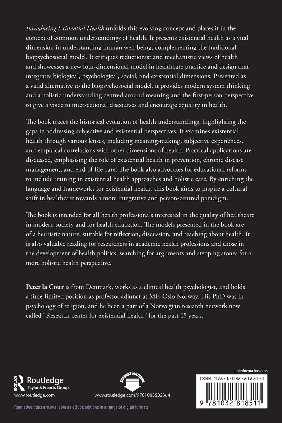 Rückseite: 9781032818511 | Introducing Existential Health | The Four-Dimensional Model | Cour