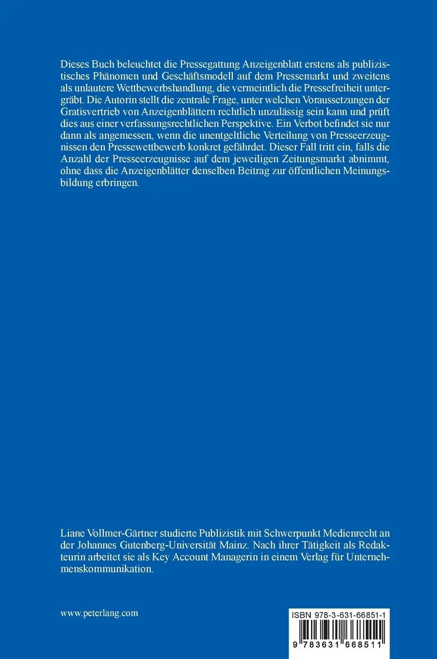 Rückseite: 9783631668511 | Das kostenlose periodische Druckwerk | Liane Vollmer-Gärtner | Buch
