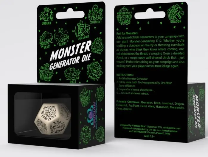 Cover: 5907699498611 | Monster Generator Die: Beige&amp;Black | 2025 | Q-Workshop