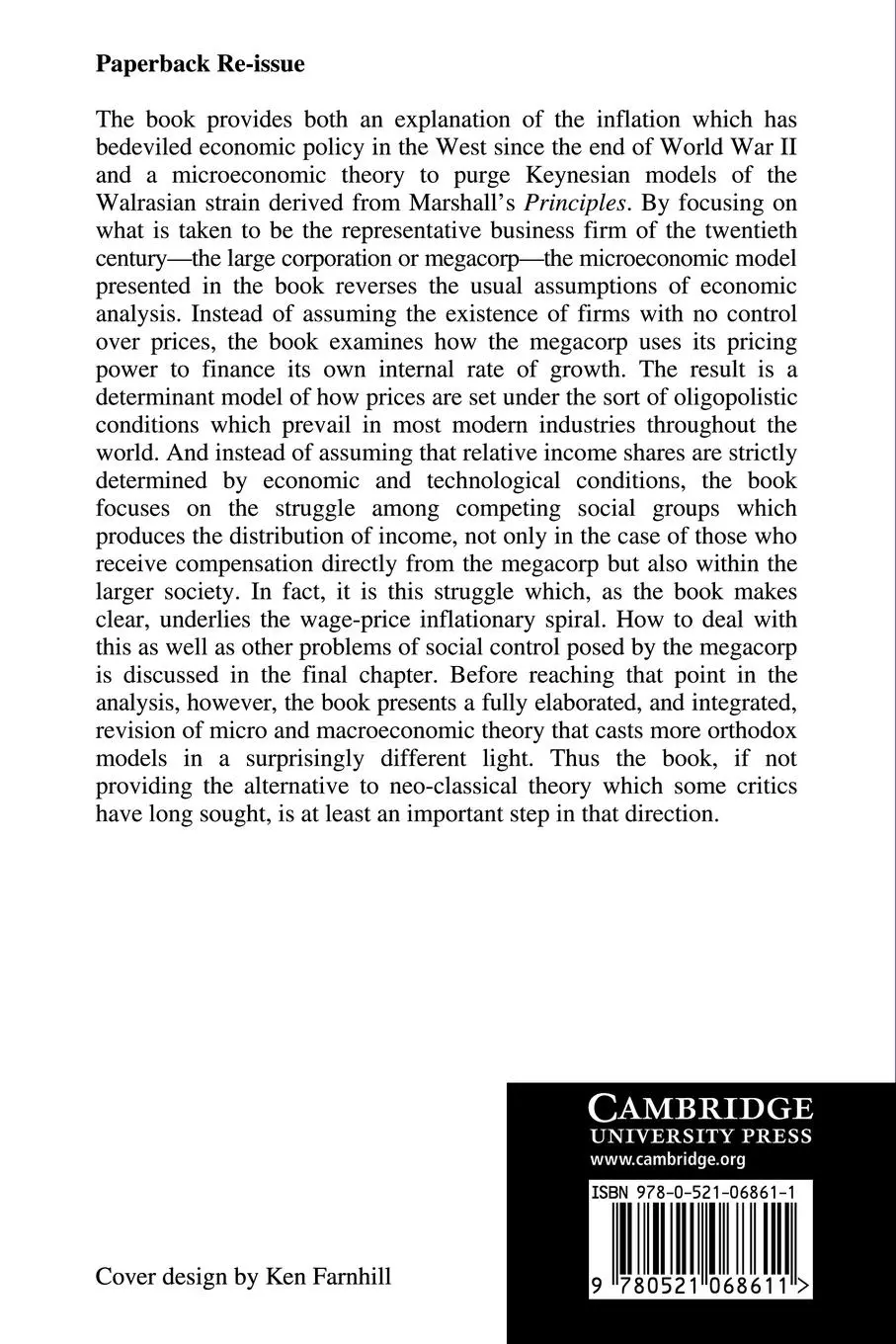 Rückseite: 9780521068611 | The Megacorp and Oligopoly | Micro Foundations of Macro Dynamics