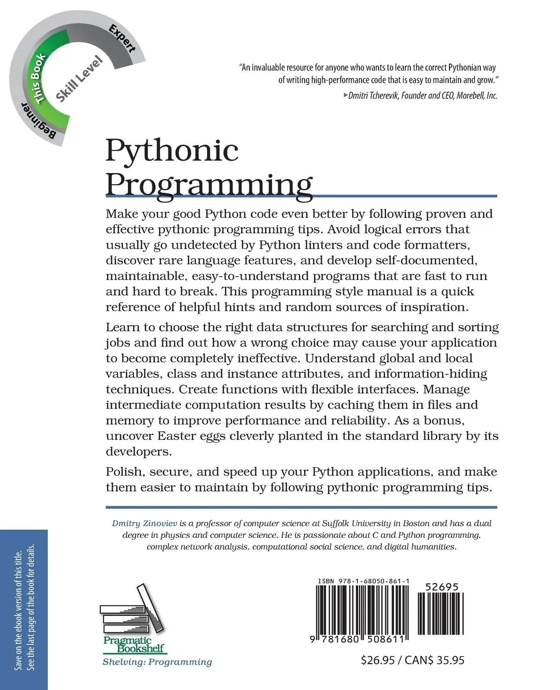 Rückseite: 9781680508611 | Pythonic Programming | Dmitry Zinoviev | Taschenbuch | Englisch | 2021