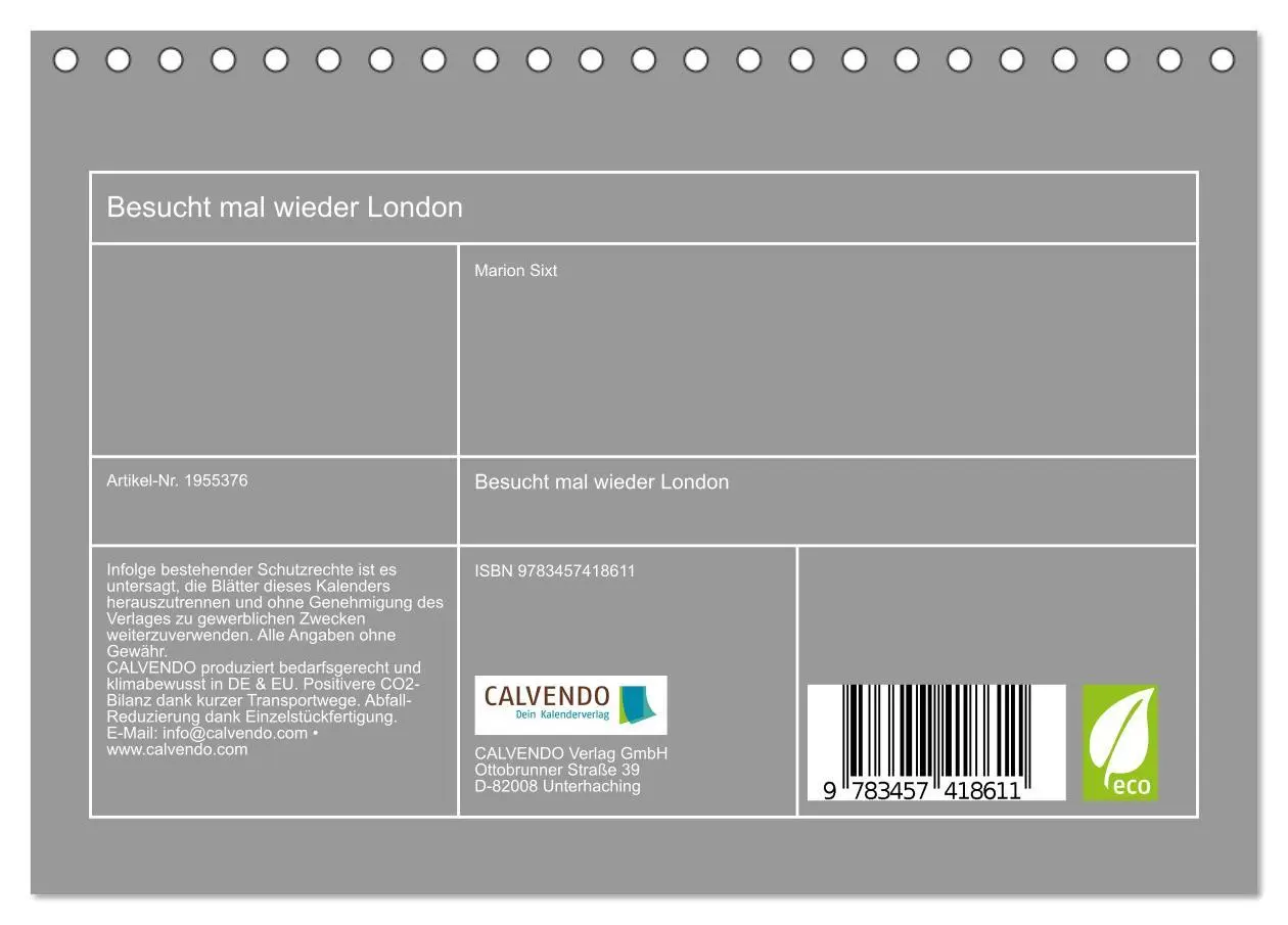 Bild: 9783457418611 | Besucht mal wieder London (Tischkalender 2026 DIN A5 quer),...