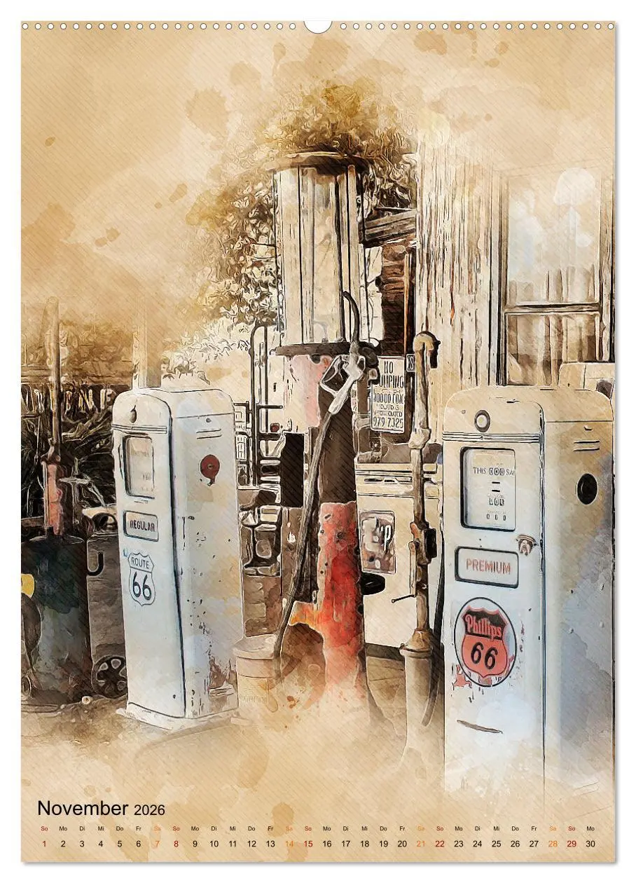 Bild: 9783516368611 | Route 66 - 2451 Meilen (Wandkalender 2026 DIN A2 hoch), CALVENDO...