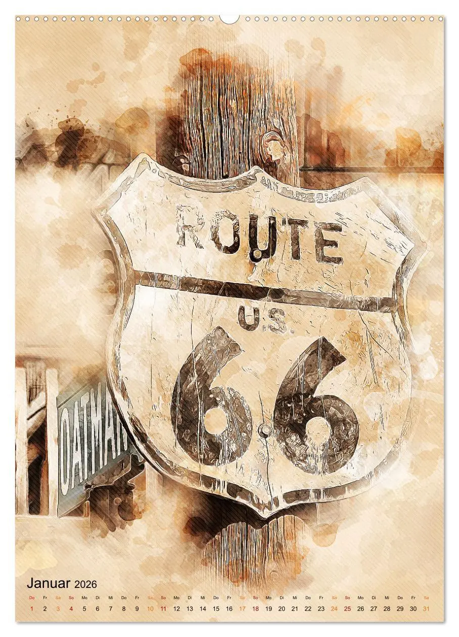 Bild: 9783516368611 | Route 66 - 2451 Meilen (Wandkalender 2026 DIN A2 hoch), CALVENDO...
