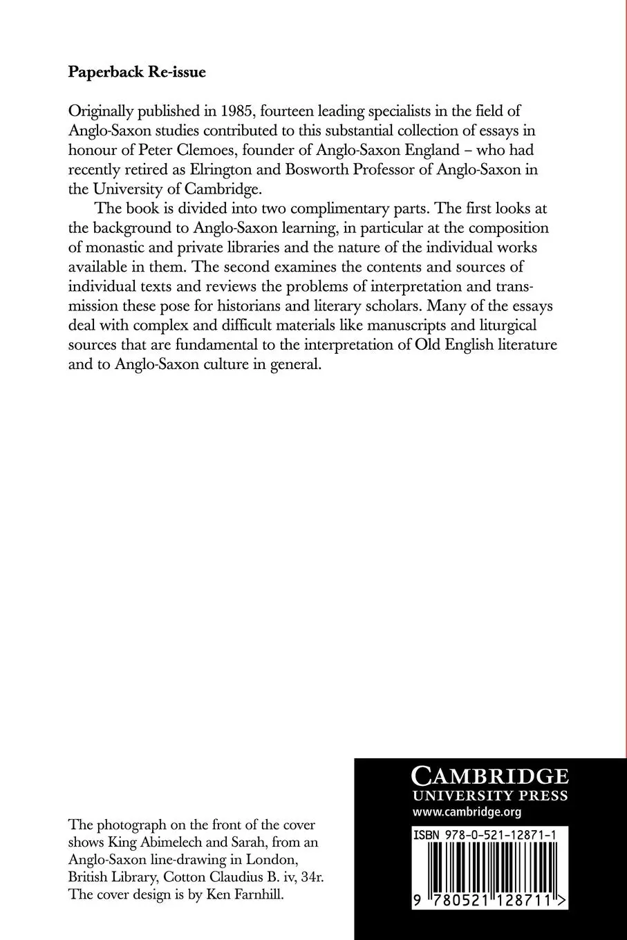 Rückseite: 9780521128711 | Learning and Literature in Anglo-Saxon England | Lapidge (u. a.)