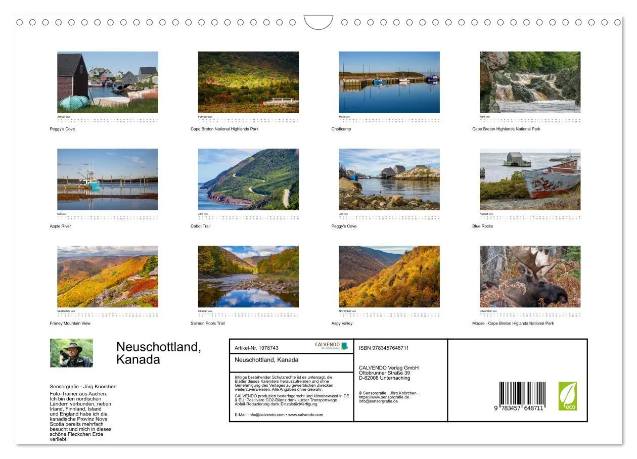 Bild: 9783457648711 | Neuschottland, Kanada (Wandkalender 2026 DIN A3 quer), CALVENDO...