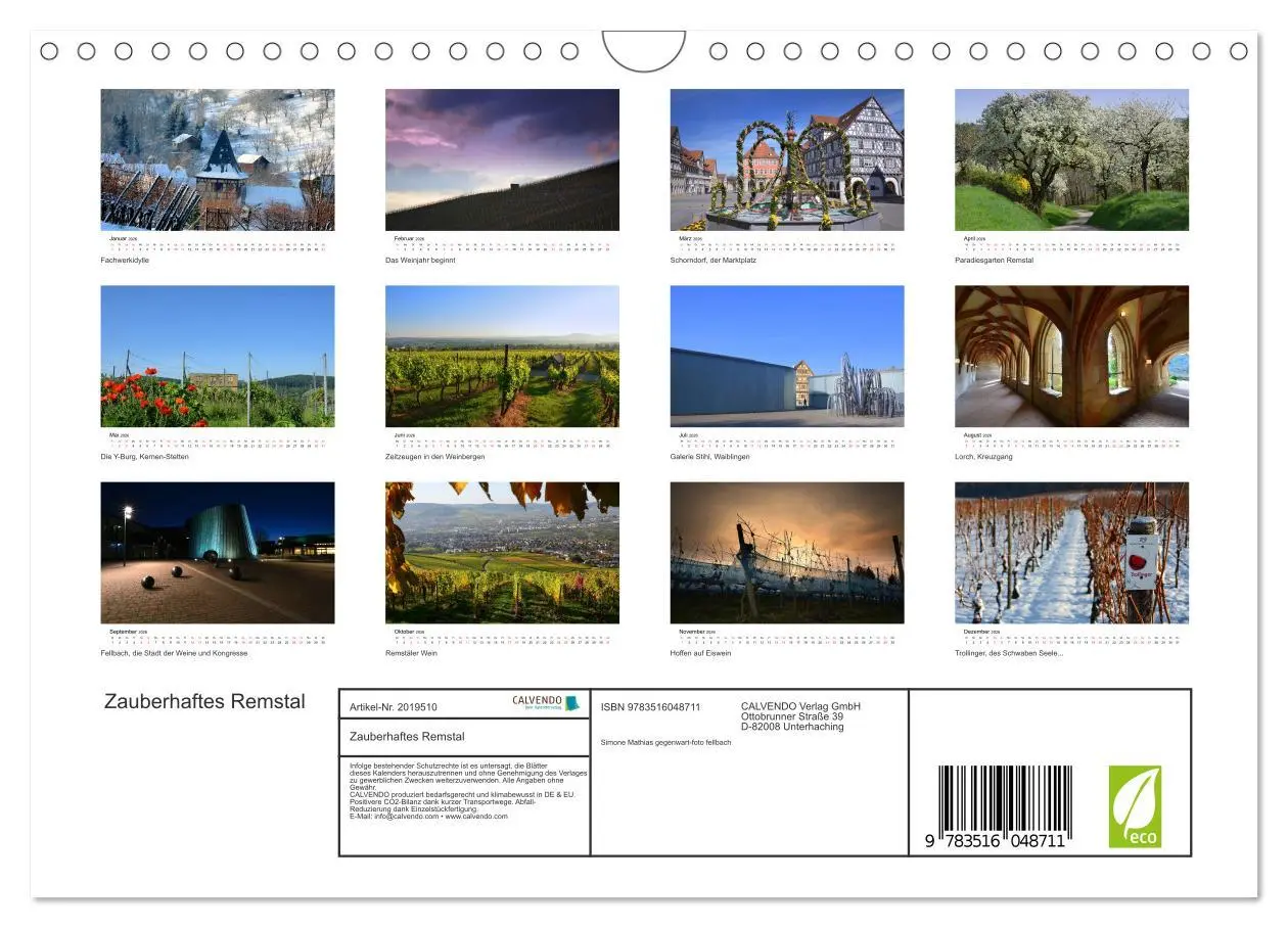 Bild: 9783516048711 | Zauberhaftes Remstal (Wandkalender 2026 DIN A4 quer), CALVENDO...