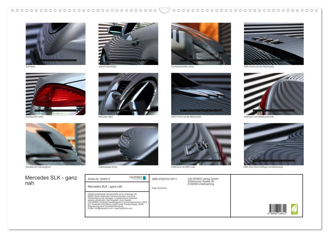 Bild: 9783516118711 | Mercedes SLK - ganz nah (Wandkalender 2026 DIN A2 quer), CALVENDO...