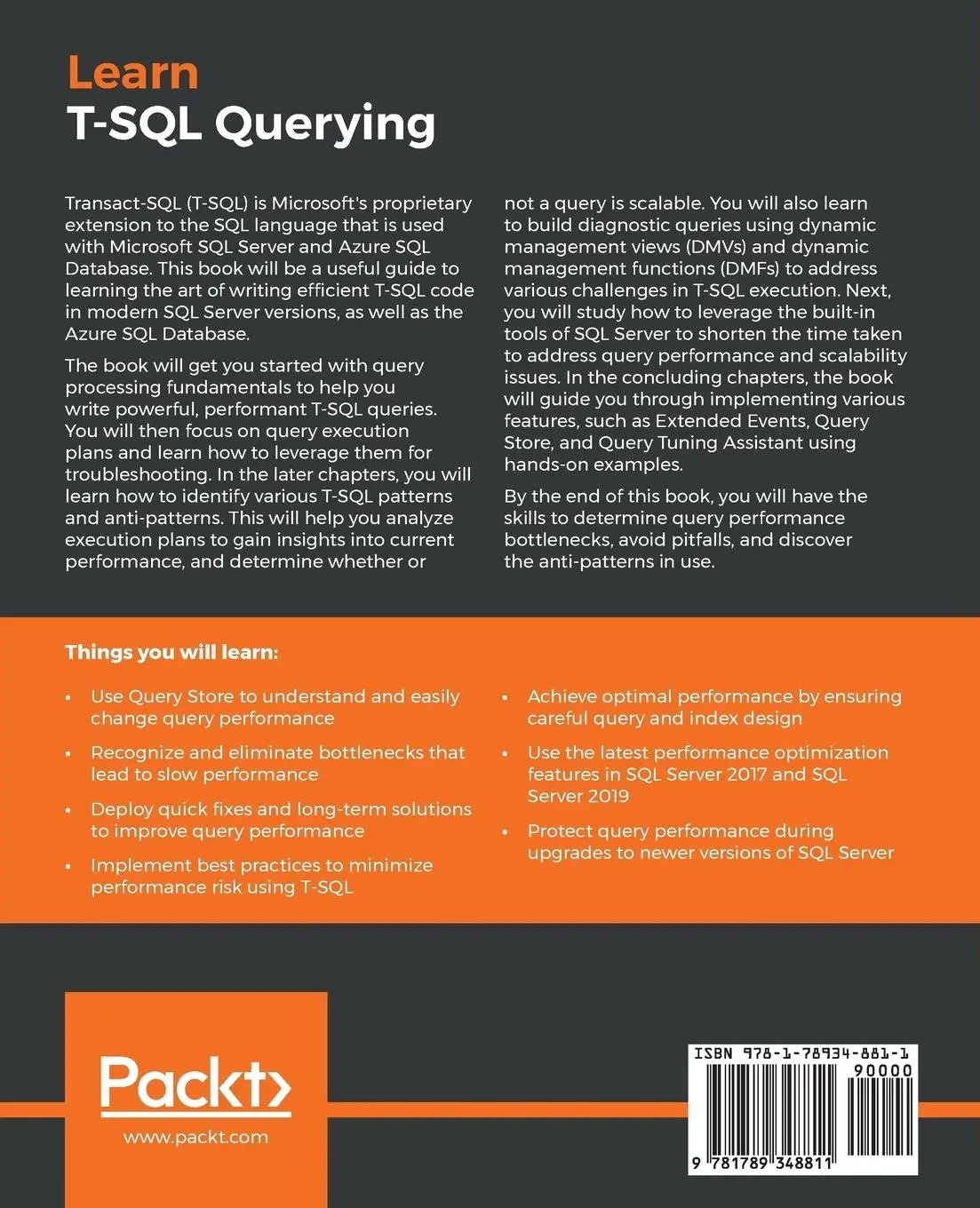 Rückseite: 9781789348811 | Learn T-SQL Querying | Pedro Lopes (u. a.) | Taschenbuch | Englisch
