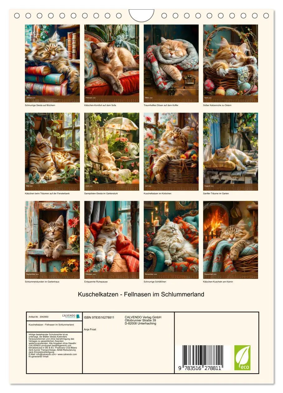 Bild: 9783516278811 | Kuschelkatzen - Fellnasen im Schlummerland (Wandkalender 2026 DIN...