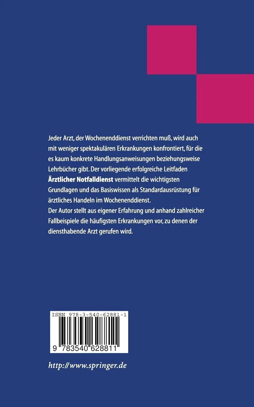 Rückseite: 9783540628811 | Ärztlicher Notfalldienst | Ein praktischer Leitfaden | U. Rendenbach