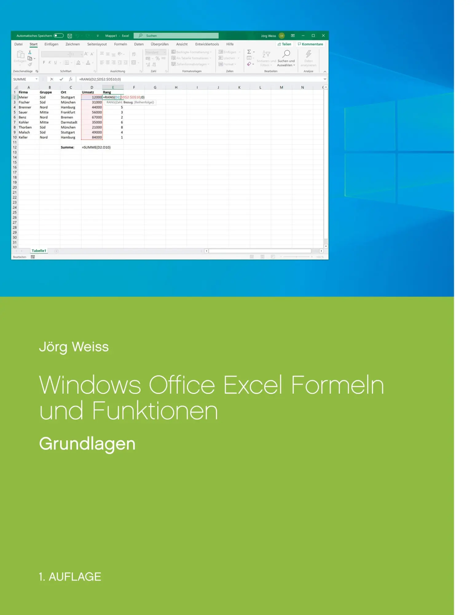 Cover: 9783752898811 | Windows Office Excel Formeln und Funktionen | Grundlagen | Jörg Weiss