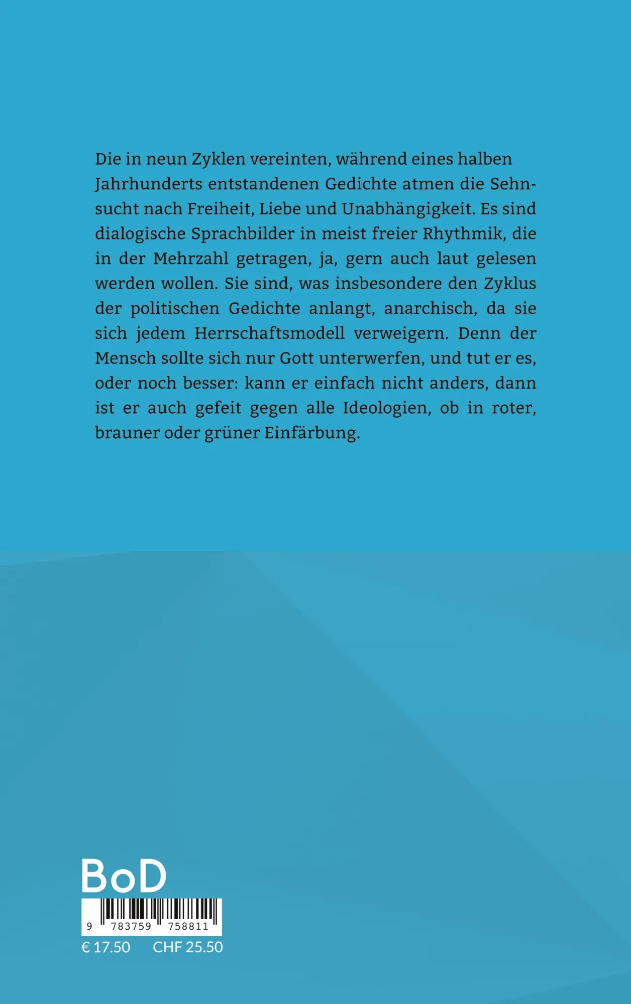 Rückseite: 9783759758811 | Eingesät der Sonne Samen | Gedichte | Reinhard Buthmann | Taschenbuch