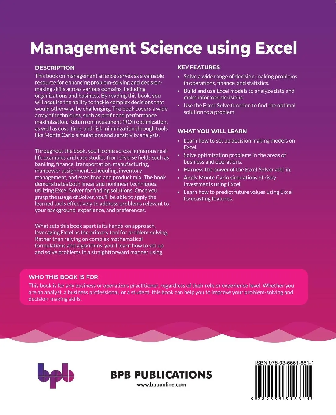 Rückseite: 9789355518811 | Management Science using Excel | Isaac Gottlieb | Taschenbuch | 2023