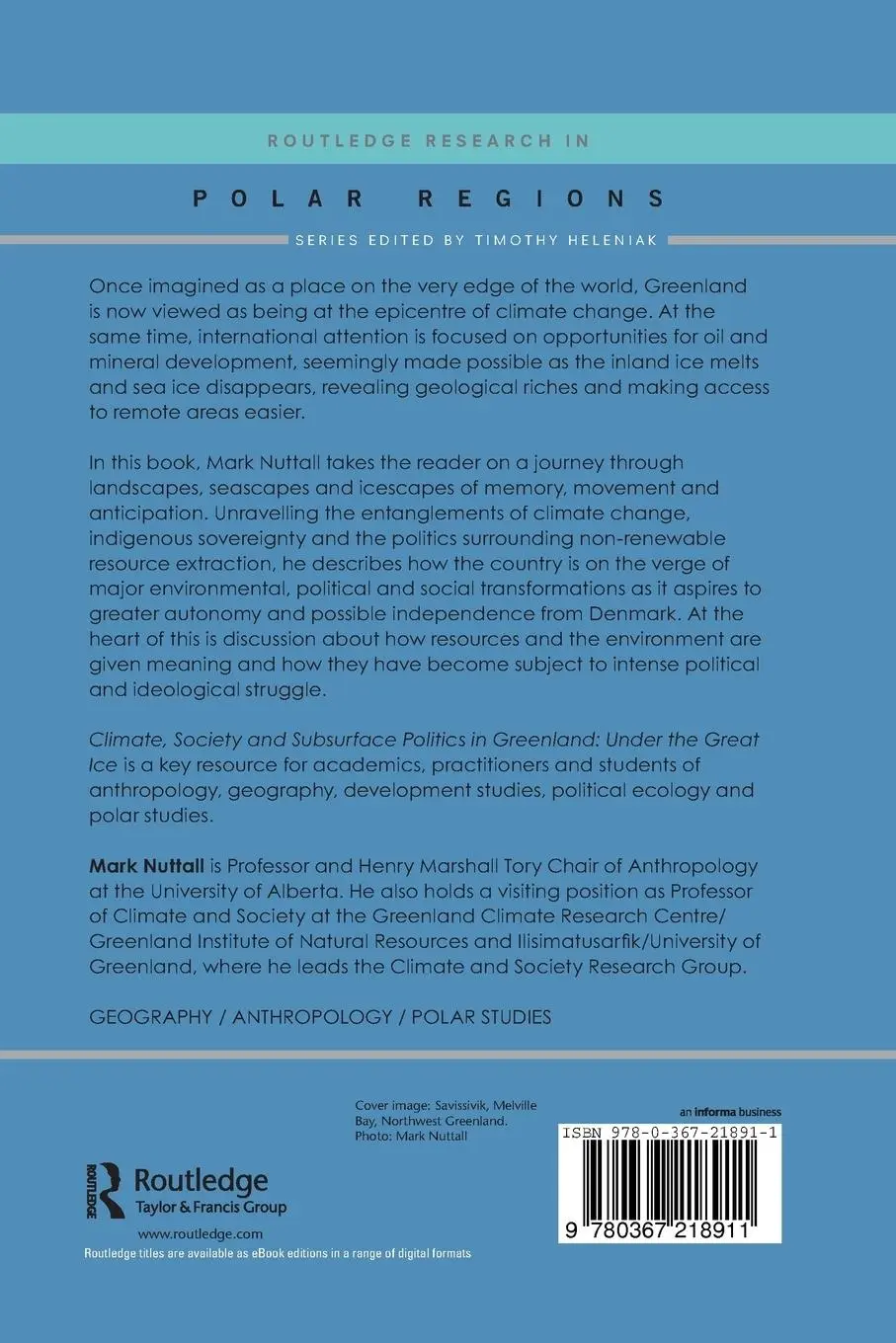 Rückseite: 9780367218911 | Climate, Society and Subsurface Politics in Greenland | Mark Nuttall