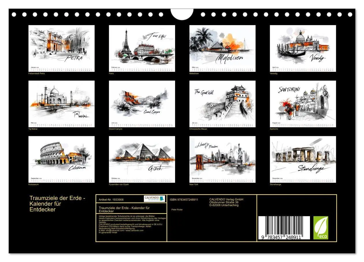 Bild: 9783457248911 | Traumziele der Erde - Kalender für Entdecker (Wandkalender 2026 DIN...