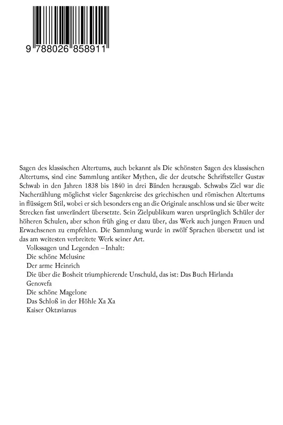 Rückseite: 9788026858911 | Sagen des klassischen Altertums + Volkssagen und Legenden (Zwei...