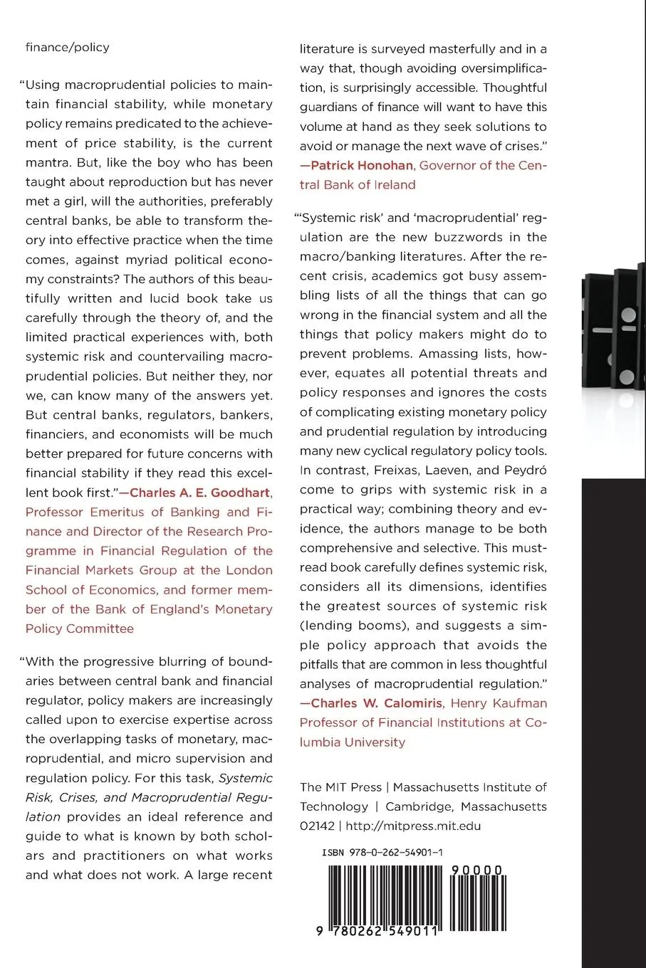 Rückseite: 9780262549011 | Systemic Risk, Crises, and Macroprudential Regulation | Taschenbuch