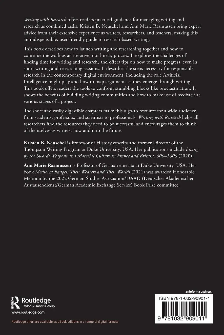 Rückseite: 9781032909011 | Writing with Research | A Practical Guide | Neuschel (u. a.) | Buch
