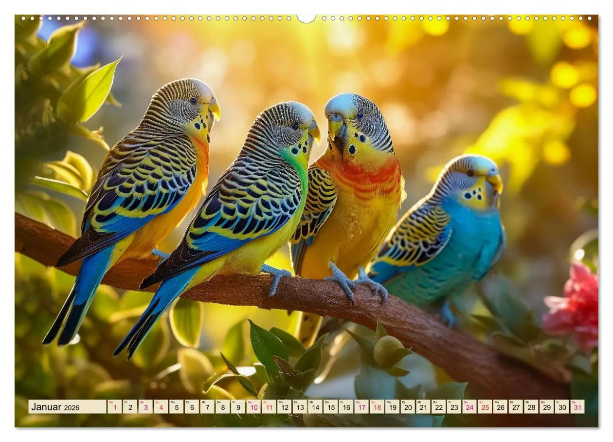 Bild: 9783457519011 | Wellensittiche farbenfroh und munter (Wandkalender 2026 DIN A2...