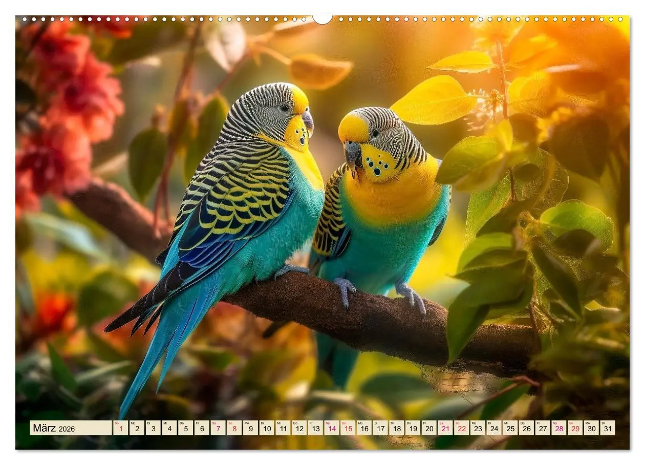 Bild: 9783457519011 | Wellensittiche farbenfroh und munter (Wandkalender 2026 DIN A2...