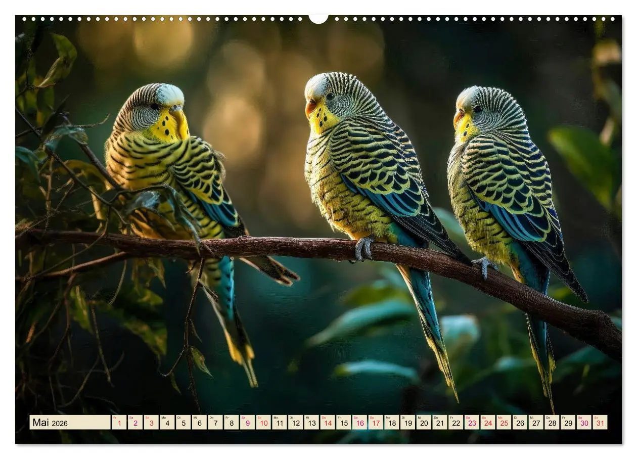 Bild: 9783457519011 | Wellensittiche farbenfroh und munter (Wandkalender 2026 DIN A2...