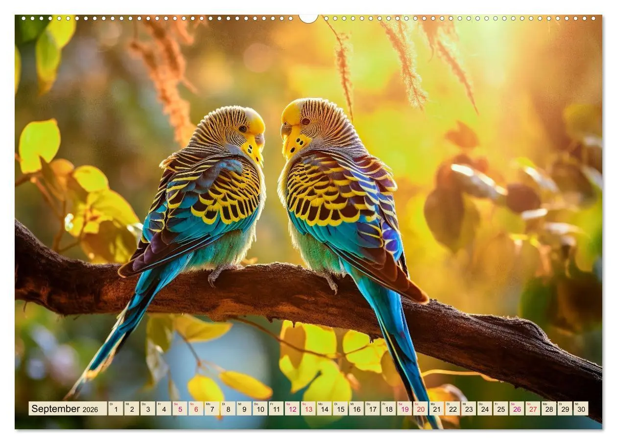 Bild: 9783457519011 | Wellensittiche farbenfroh und munter (Wandkalender 2026 DIN A2...
