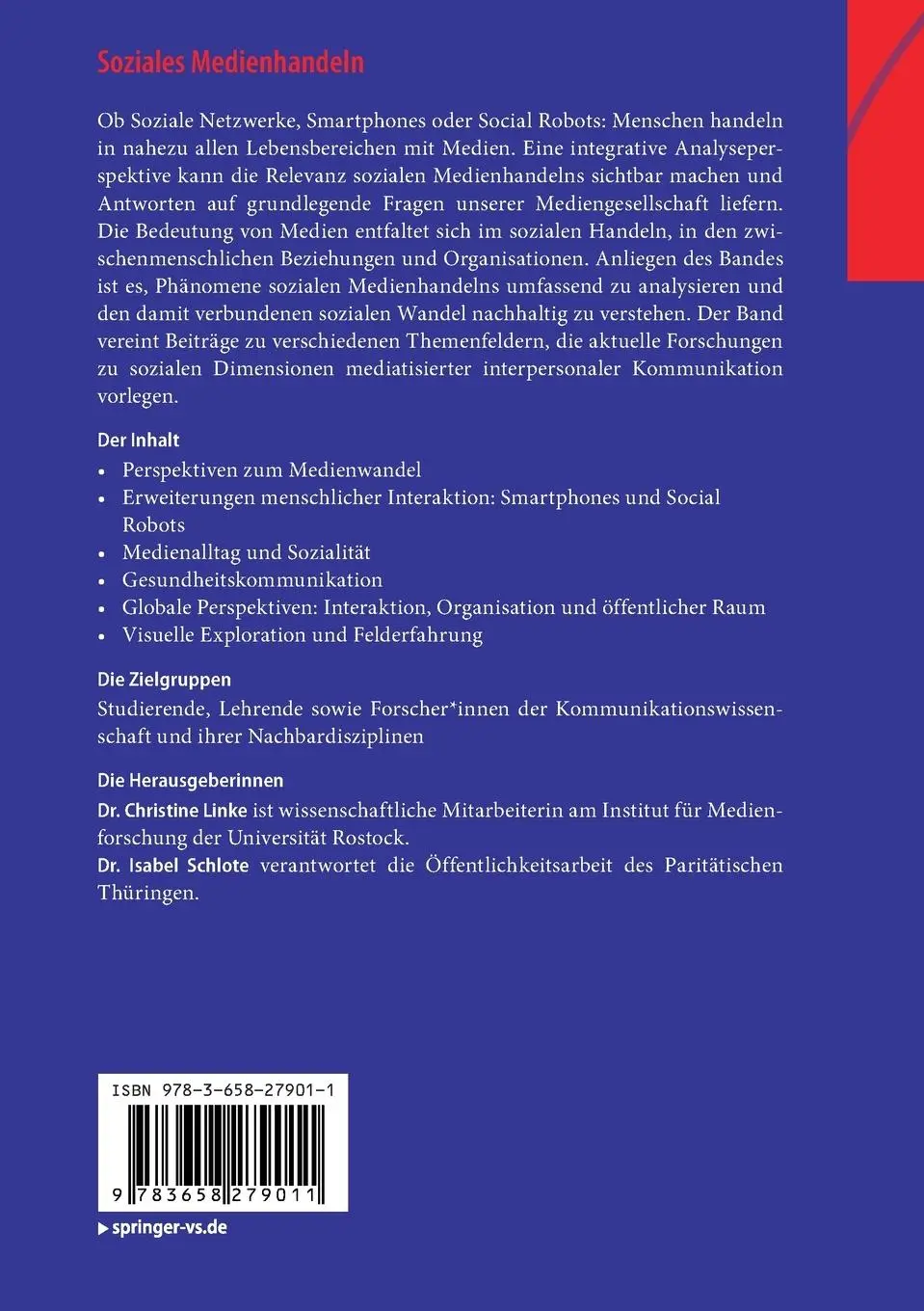 Rückseite: 9783658279011 | Soziales Medienhandeln | Isabel Schlote (u. a.) | Taschenbuch | xii