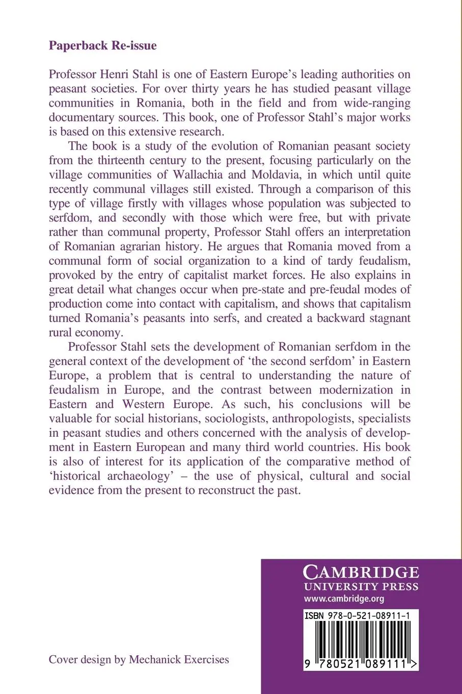 Rückseite: 9780521089111 | Traditional Romanian Village Communities | Henri H. Stahl | Buch