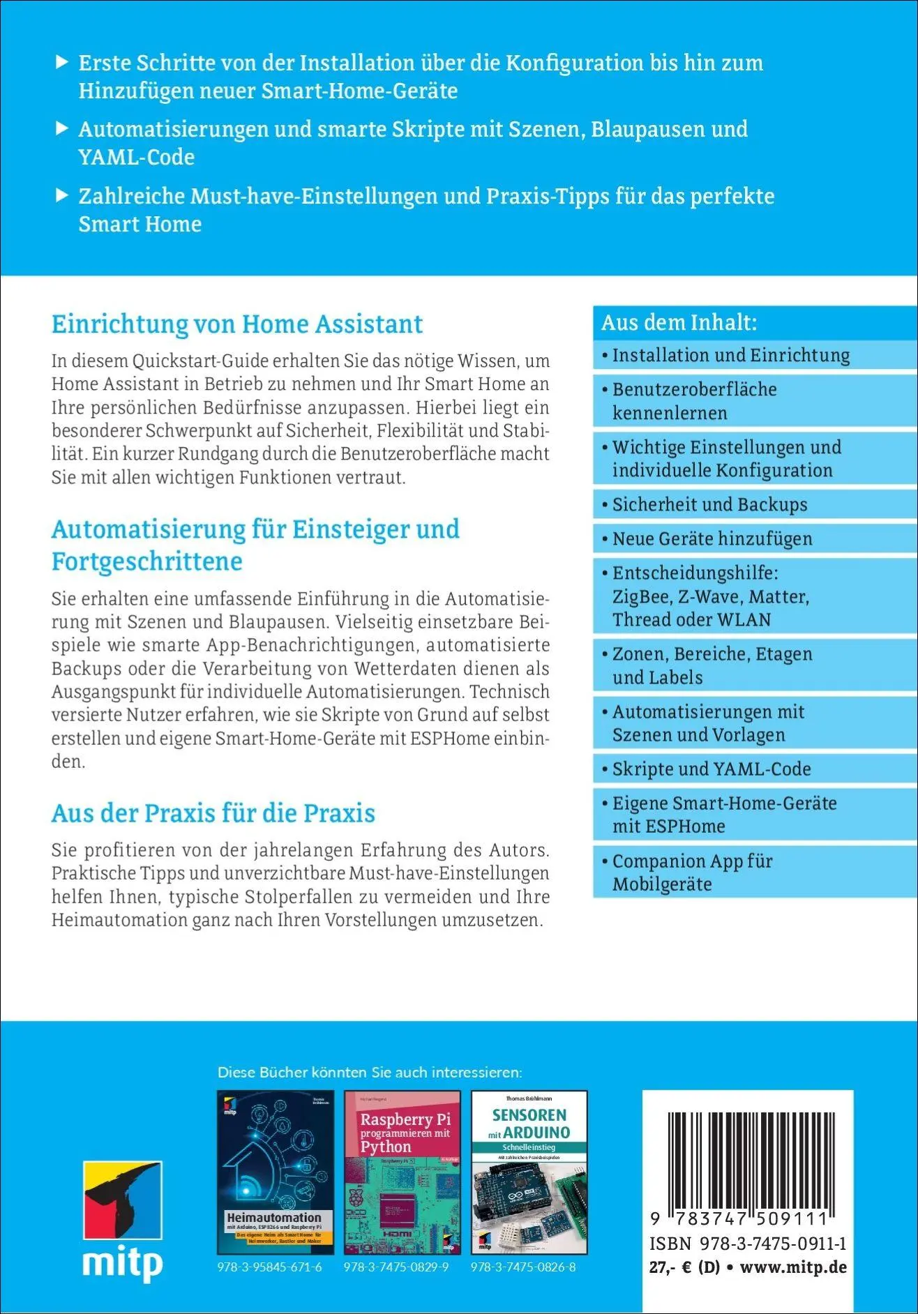 Rückseite: 9783747509111 | Ihr Smart Home mit Home Assistant | Oliver Kluth | Taschenbuch | 2025