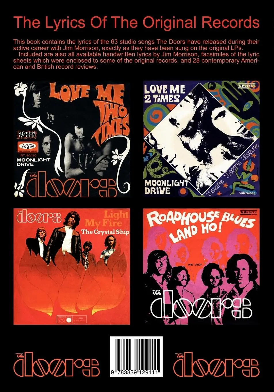 Rückseite: 9783839129111 | The Doors | The Lyrics Of The Original Records | Heinz Gerstenmeyer